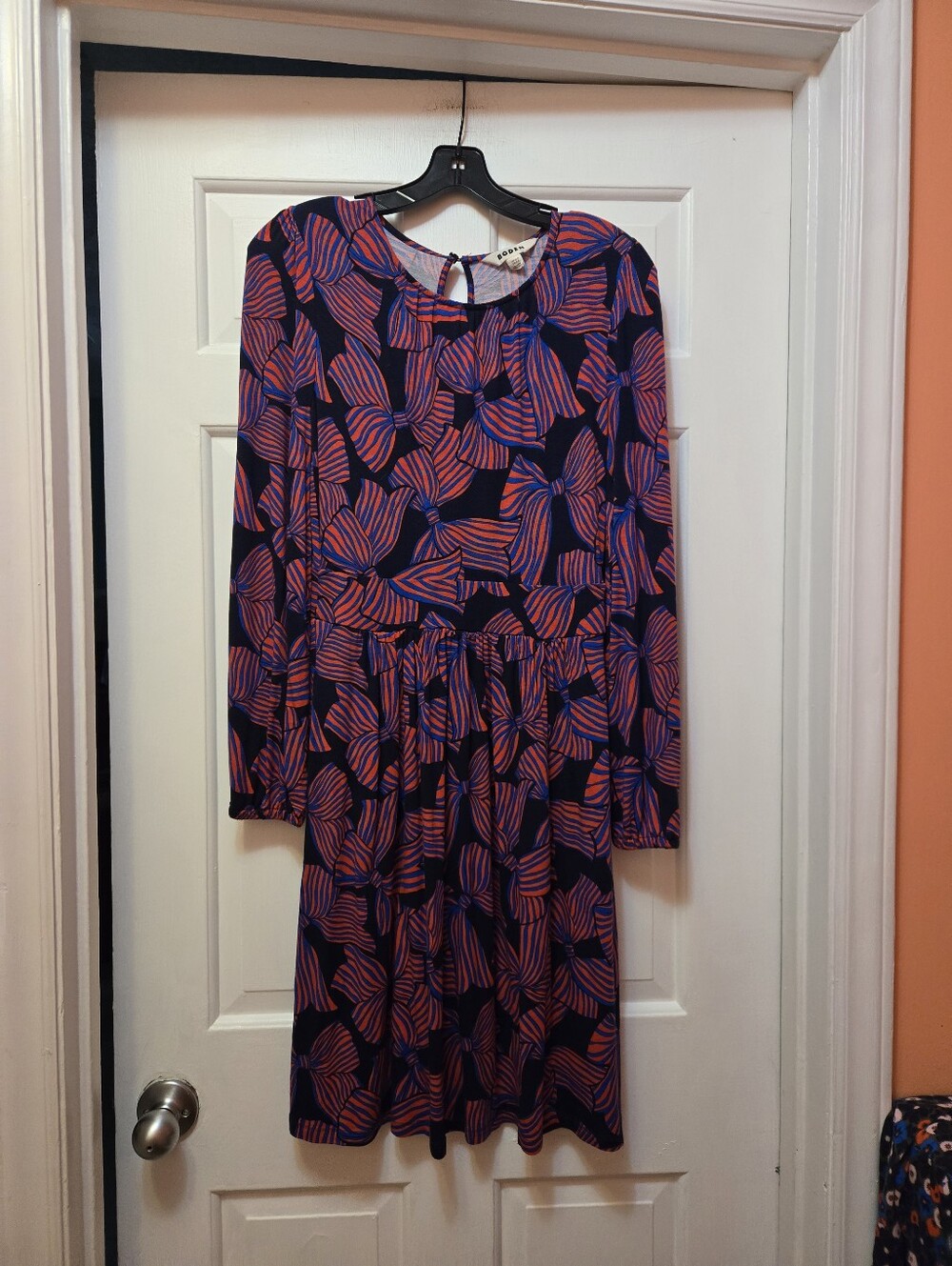 Boden Long Sleeve Purple and Pink Printed Women’s Dress